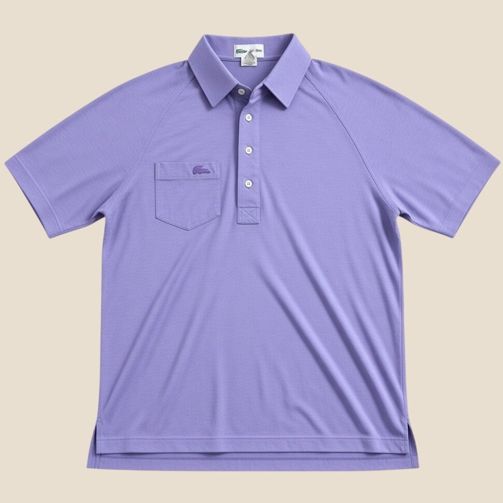 Vintage The Lacoste Club Polo Shirt Mens Large Purple Raglan Sleeve Pocket Logo